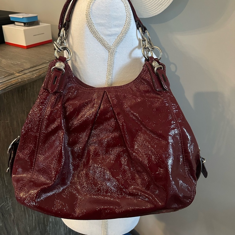 Coach red patent leather bag